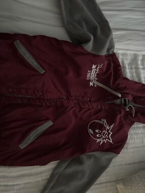 THE HUNDREDS JACKET - Maroon and Gray Graphic Bomber Jacket